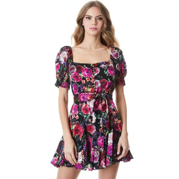 Alice and Olivia Floral Mini Dress - Size 10 - Picture 4 of 13